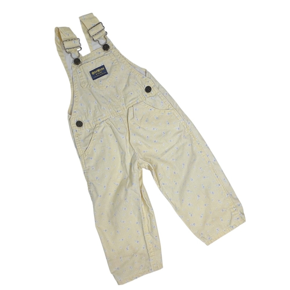 Vintage Childrens OshKosh B'Gosh Yellow‎ Floral Overalls 2T
